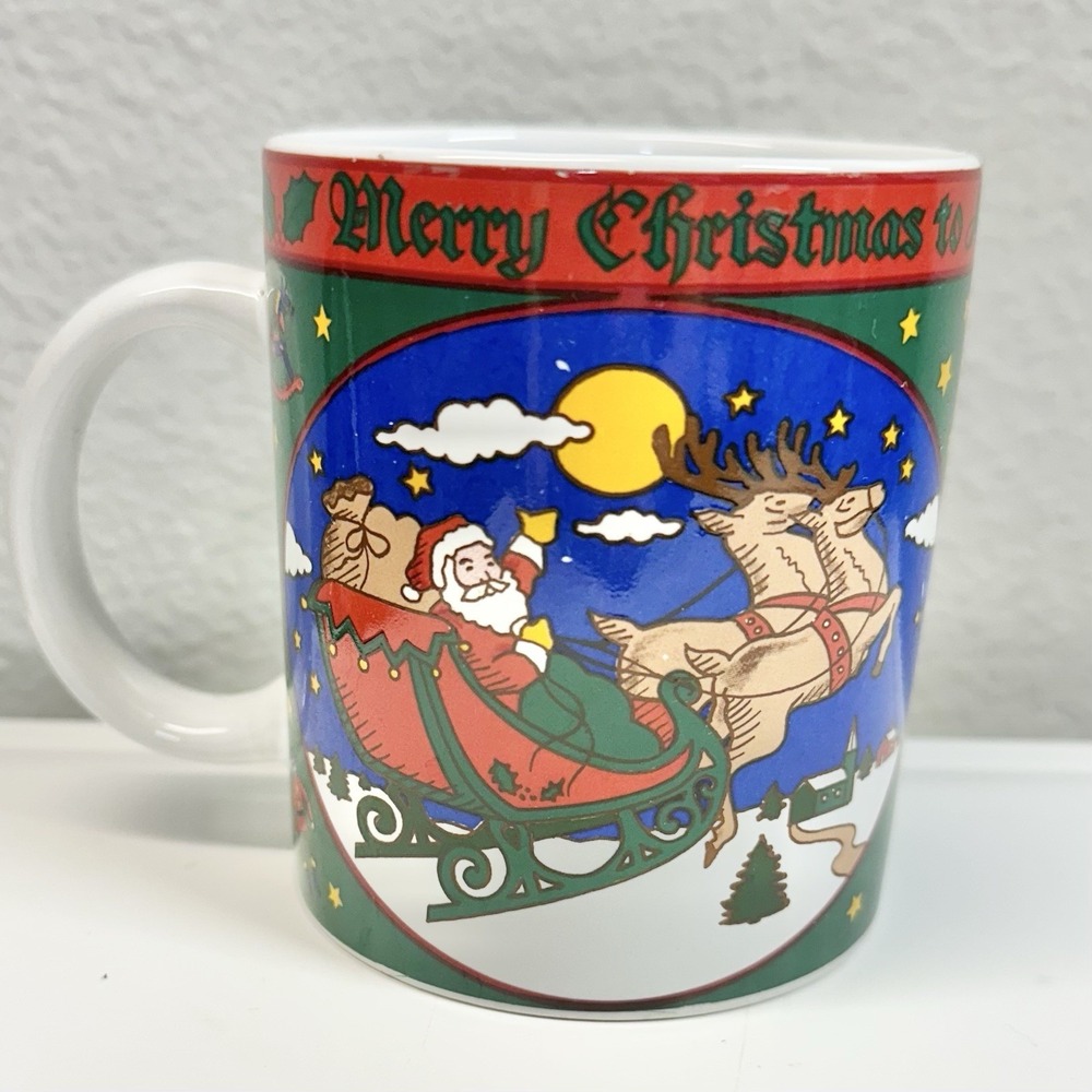 Vintage Riviera Van Beers Merry Christmas To All Stoneware Coffee Mug